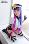 blouse boots cosplay croptop fingerless_gloves gloves multi-colored_hair panty_&_stocking_with_garterbelt police_hat police_uniform policewoman shorts stocking_(psg) suspenders thighhighs tie uchiko rating:Safe score:1 user:nil!