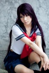 cosplay hazuki_izuna jigoku_sensei_nube kanda_midori kneesocks pleated_skirt purple_hair reibaishi_izuna sailor_uniform school_uniform skirt rating:Safe score:2 user:xkaras