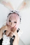 animal_ears bunny_ears cleavage cosplay dress headphones nitro_super_sonic pink_hair saku super_soniko rating:Safe score:0 user:nil!
