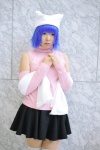 blue_hair cat_hat cosplay detached_sleeves kitazato_shigure natsume_megumi pleated_skirt skirt snow_(game) sweater thighhighs turtleneck zettai_ryouiki rating:Safe score:0 user:nil!