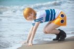 beach boots cosplay kuuya miniskirt nami_(one_piece) ocean one_piece orange_hair skirt tshirt wet rating:Safe score:1 user:nil!