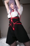 atsuki bed black_legwear blouse bound cosplay dagashi_biyori dagashi_kashi hairband pantyhose purple_hair shibari shidare_hotaru skirt suspenders rating:Safe score:0 user:nil!