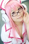 cosplay glasses headphones looking_over_glasses nanami_ran nitro_super_sonic nurse nurse_cap nurse_uniform pink_eyes pink_hair super_soniko rating:Safe score:0 user:pixymisa