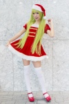 dress green_hair hair_clips santa_costume stocking_cap thighhighs yae_maiko zettai_ryouiki rating:Safe score:1 user:pixymisa