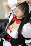 apron chocoball cleavage costume dress glasses hairband maid maid_uniform mini_chiyoko rating:Safe score:1 user:nil!