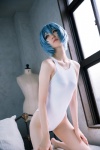 ayanami_rei bed blue_hair cosplay mike neon_genesis_evangelion one-piece_swimsuit rebuild_of_evangelion swimsuit rating:Safe score:2 user:nil!