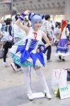 blue_hair cirno cosplay dress hairbow thighhighs touhou white_legwear yumichi zettai_ryouiki rating:Safe score:2 user:nil!