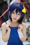 bandage blue_eyes blue_hair chuunibyou_demo_koi_ga_shitai! cosplay hairbow swimsuit takanashi_rikka yuihara_hinase rating:Safe score:4 user:pixymisa