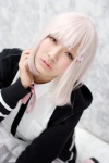 cosplay hoodie nanami_chiaki pink_eyes pleated_skirt ribbon_tie skirt super_dangan-ronpa_2 takanashi_maui white_hair rating:Safe score:0 user:pixymisa