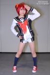 ahoge blouse bowtie cosplay isshiki_akane kneehighs mirii red_eyes red_hair shorts twintails vividred_operation rating:Safe score:0 user:pixymisa