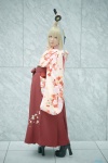 blonde_hair cosplay fate/series fate/stay_night katana kimono maropapi pleated_skirt ponytail saber skirt sword rating:Safe score:0 user:nil!