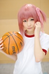 basketball bike_shorts cosplay ema gym_uniform hair_ribbon minato_tomoka pink_hair ro-kyu-bu! shorts side_ponytail tshirt rating:Safe score:0 user:pixymisa