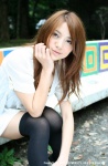 blouse denim miniskirt park_bench skirt thighhighs yuzuki_tina rating:Safe score:1 user:nil!
