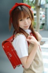 backpack beret blouse cosplay minami-ke ricchun school_uniform sweater_vest uchida_yuka rating:Safe score:0 user:nil!