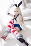 blonde_hair boots cosplay croptop elbow_gloves fleia gloves hairband hairbow kantai_collection panties pleated_skirt sailor_uniform school_uniform shimakaze_(kantai_collection) simasima_everyday skirt thighhighs thong rating:Safe score:1 user:nil!