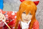 cosplay croptop elbow_gloves gloves hairbow hair_ribbons mitsuki_(ii) orange_hair original twin_braids yukata rating:Safe score:0 user:pixymisa
