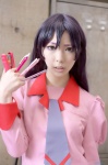 bakemonogatari blouse cosplay manyo purple_hair school_uniform senjougahara_hitagi tie rating:Safe score:0 user:nil!