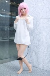 blouse cosplay momo_belia_deviluke mumuko pantyhose pink_eyes pink_hair sheer_legwear tail to_love-ru rating:Safe score:2 user:pixymisa