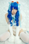 animal_ears blue_hair bodysuit cat_ears choker cosplay elbow_gloves felicia gloves hair_ribbons tail thighhighs toro twintails vampire_(game) rating:Safe score:4 user:nil!