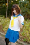 bookbag cosplay higurashi_no_naku_koro_ni kikiwan miniskirt pleated_skirt ryuuguu_rena sailor_uniform school_uniform skirt tie rating:Safe score:0 user:nil!
