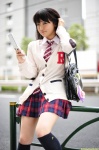 blouse bookbag cardigan dgc_0986 kneesocks naitoh_mirei pleated_skirt school_uniform skirt tie rating:Safe score:0 user:nil!