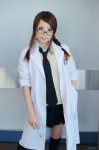 blouse cosplay glasses kneesocks lab_coat original pleated_skirt school_uniform skirt sweater test_tube tie twin_braids yuuni rating:Safe score:2 user:nil!