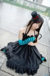 akiyama_mio cane cosplay dress k-on! one_elbow_glove pantyhose striped suu top_hat rating:Safe score:0 user:nil!