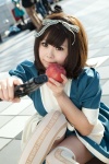 apple apron cosplay gun hair_ribbon kneesocks maid maid_uniform mochigome_arare original rating:Safe score:1 user:pixymisa