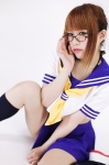 arimura_shion costume glasses kneesocks pleated_skirt ponytail sailor_uniform school_uniform skirt rating:Safe score:0 user:nil!