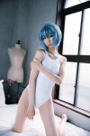 ayanami_rei barefoot bed blue_hair cosplay mike neon_genesis_evangelion one-piece_swimsuit rebuild_of_evangelion swimsuit rating:Safe score:0 user:nil!