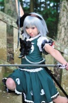 blouse cosplay jigoku_yuugi katana konpaku_youmu miniskirt silver_hair skirt sword touhou vest rating:Safe score:0 user:nil!