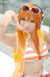 beatmania_iidx bikini_top cosplay kishigami_hana orange_hair pleated_skirt skirt sunglasses swimsuit umegiri_iroha rating:Safe score:0 user:nil!