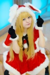 animal_ears blonde_hair boots bunny_ears cosplay dress gloves neon original santa_costume stocking_cap thighhighs zettai_ryouiki rating:Safe score:0 user:nil!