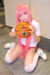 aimu basketball bloomers cosplay hakamada_hinata kneehighs pantyhose pink_eyes pink_hair ro-kyu-bu! sheer_legwear tshirt rating:Safe score:0 user:pixymisa