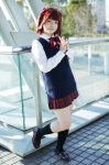 amami_haruka blouse cosplay hair_ribbons hana_(iii) idolmaster kneesocks pleated_skirt ribbon_tie skirt sweater rating:Safe score:1 user:pixymisa