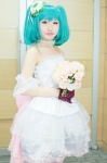 choker cosplay flower gloves green_hair hairband kujyou_konegi ranka_lee red_eyes tiered_skirt twintails wedding_dress rating:Safe score:0 user:pixymisa