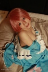 arai_yomi bed cleavage cosplay dress open_clothes pink_hair saigyouji_yuyuko touhou touhou_otome_rambu_vol._6 rating:Questionable score:2 user:nil!