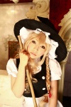 apron blonde_hair blouse braid broom cosplay hanamura_misaki jumper kirisame_marisa touhou witch_hat rating:Safe score:1 user:nil!