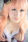 cleavage cosplay dress macross macross_frontier pink_hair saki sheryl_nome rating:Safe score:0 user:nil!