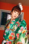 bikini_top dgc_0539 flower hoshino_aki kitchen open_robe robe swimsuit rating:Safe score:0 user:nil!