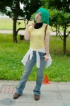 blouse cosplay green_hair gun higurashi_no_naku_koro_ni jeans pistol ponytail raiko sonozaki_mion tshirt turtleneck rating:Safe score:0 user:nil!