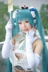aqua_hair aya_(vi) cosplay elbow_gloves gloves halter_dress hatsune_miku see-through shorts tagme_song twintails vocaloid rating:Safe score:0 user:nil!