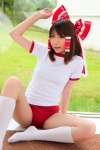 buruma cosplay gym_uniform hairbow hakurei_reimu higurashi_rin kneesocks shorts touhou rating:Safe score:1 user:Beako