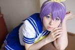 blouse bow cosplay hairbow hakuhi_kaede hiiragi_tsukasa lucky_star pleated_skirt purple_hair sailor_uniform school_uniform skirt rating:Safe score:0 user:pixymisa