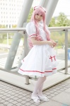 cosplay crosscrossplay dress mashiro_ayaki nurse nurse_cap nurse_uniform pantyhose pink_hair princess_princess yukata_mikoto rating:Safe score:0 user:nil!