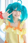 ahoge aqua_hair cosplay macross macross_frontier miniskirt ranka_lee skirt suzune tank_top twintails rating:Safe score:0 user:nil!