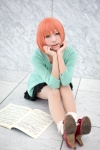 ankle_socks blouse book caramel_eyes cardigan cosplay nanami_haruka_(uta_no_prince-sama) orange_hair pleated_skirt sayuki skirt slip uta_no_prince-sama rating:Safe score:0 user:pixymisa
