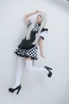 blouse bowtie cosplay green_eyes haiyore!_nyaruko-san jumper maitako nyaruko skirt thighhighs white_hair zettai_ryouiki rating:Safe score:0 user:pixymisa