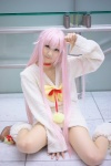 choker cosplay heterochromia k neko_(k) pantyhose pink_hair seri sheer_legwear sweater rating:Safe score:1 user:nil!