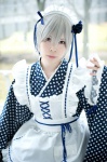 apron biko cosplay hairband kimono maid maid_uniform miniskirt original silver_hair skirt rating:Safe score:0 user:nil!